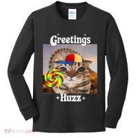Greetings Huzz Meme Funny Cat Lollipop Kids Long Sleeve Shirt thumb 0