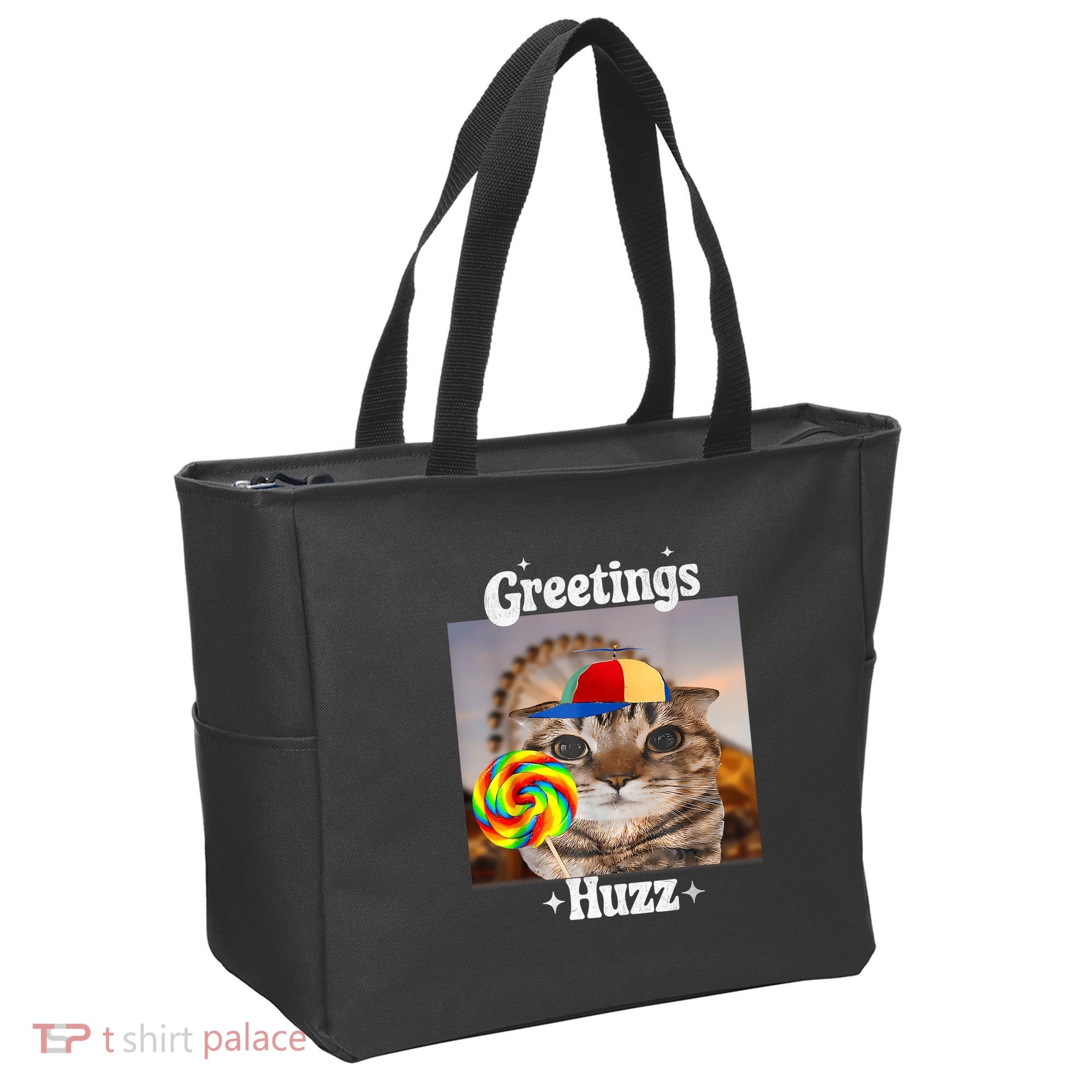 Greetings Huzz Meme Funny Cat Lollipop Tote Bag