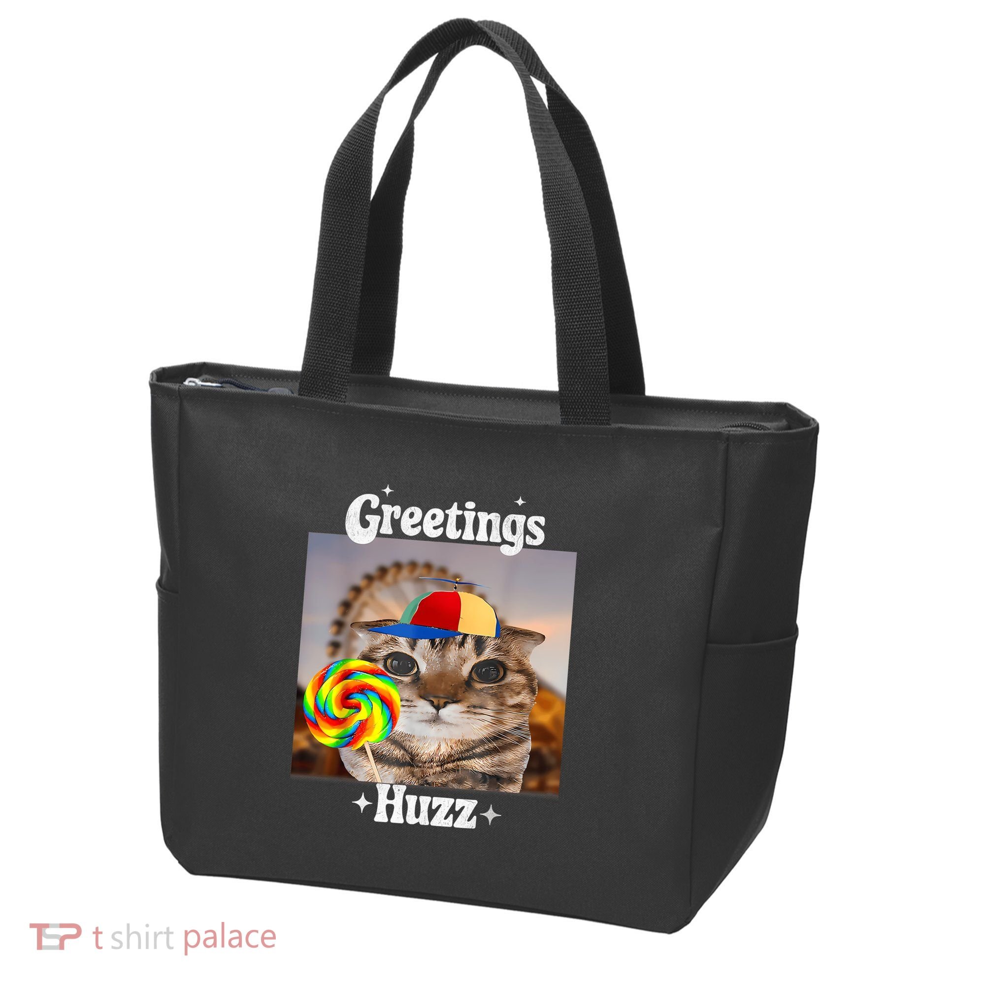 Greetings Huzz Meme Funny Cat Lollipop Tote Bag