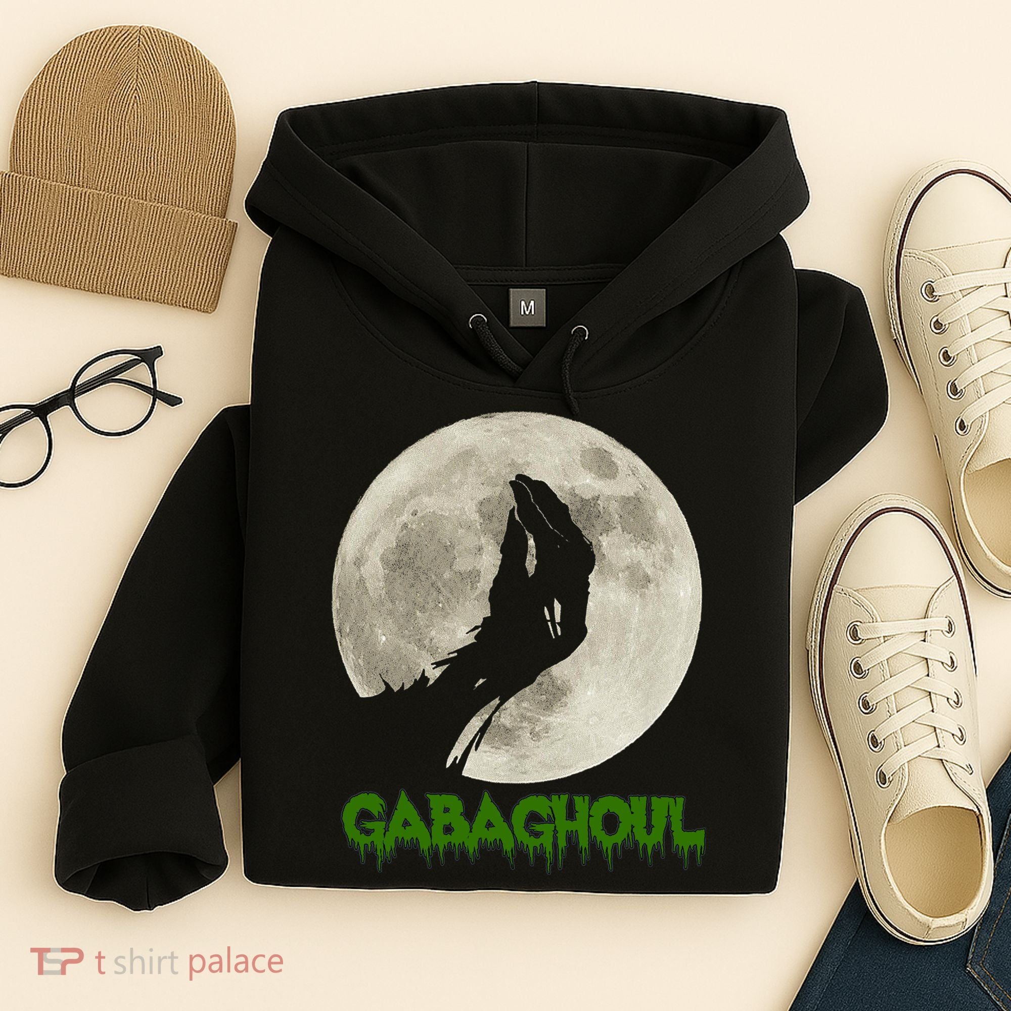 Gabaghoul Hand Moon Funny Halloween Hoodie
