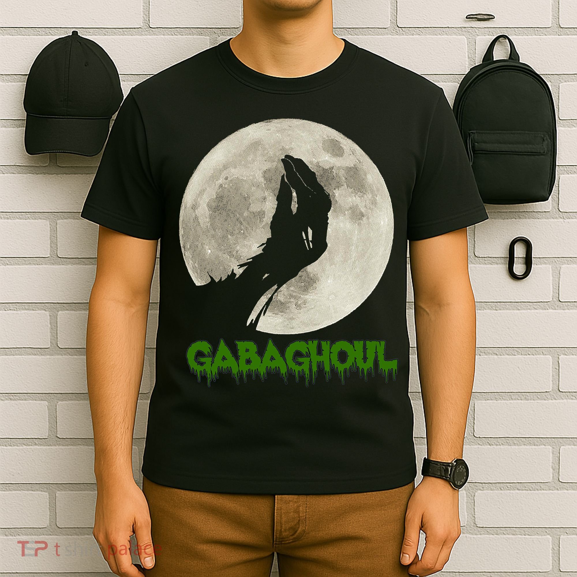 Gabaghoul Hand Moon Funny Halloween T-Shirt