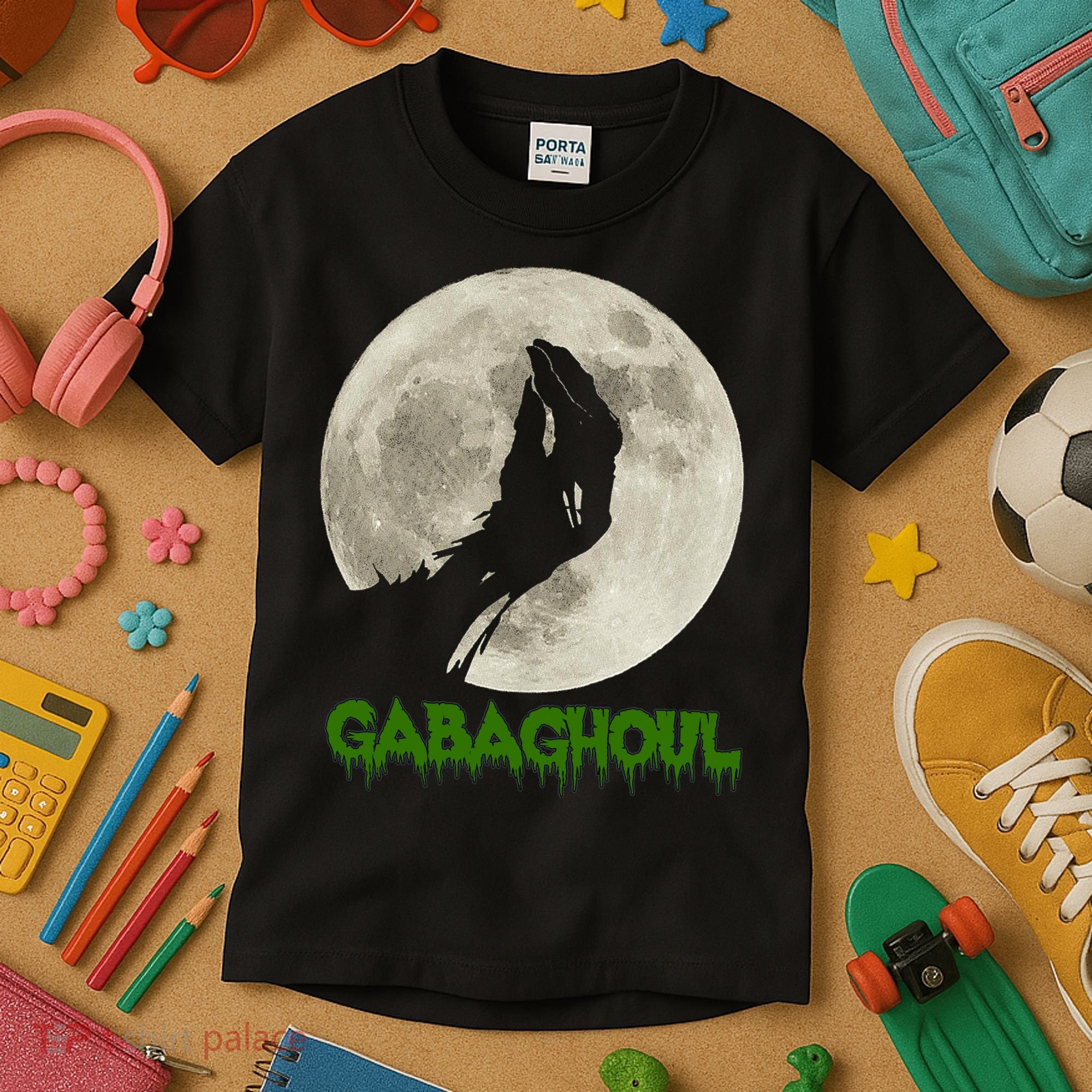 Gabaghoul Hand Moon Funny Halloween Kids T-Shirt