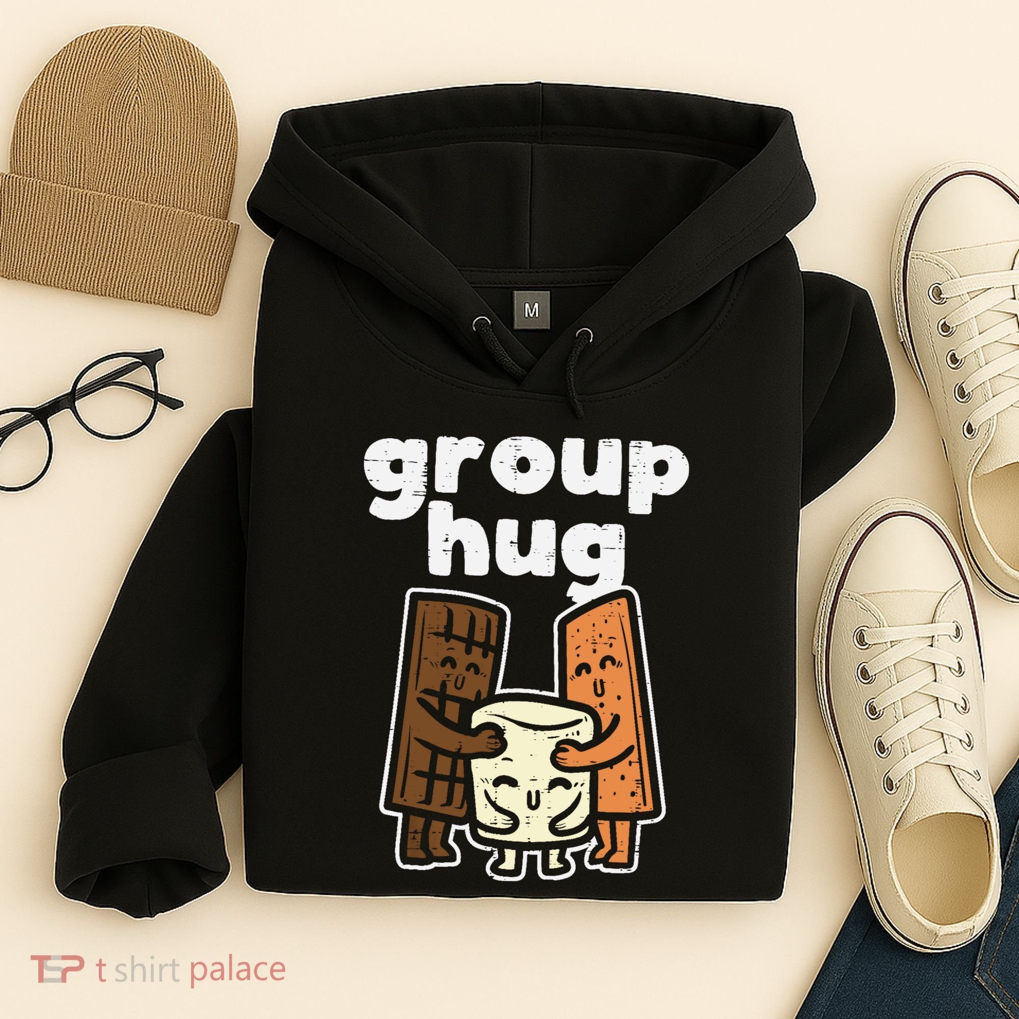 Group Hug Marshmallow Smore Funny Camping Pun Camper Family Hoodie