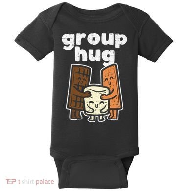 Group Hug Marshmallow Smore Funny Camping Pun Camper Family Baby Bodysuit