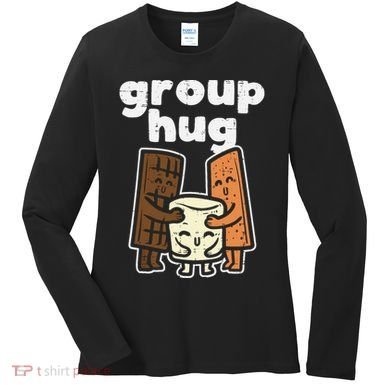 Group Hug Marshmallow Smore Funny Camping Pun Camper Family Women's Long Sleeve Shirt