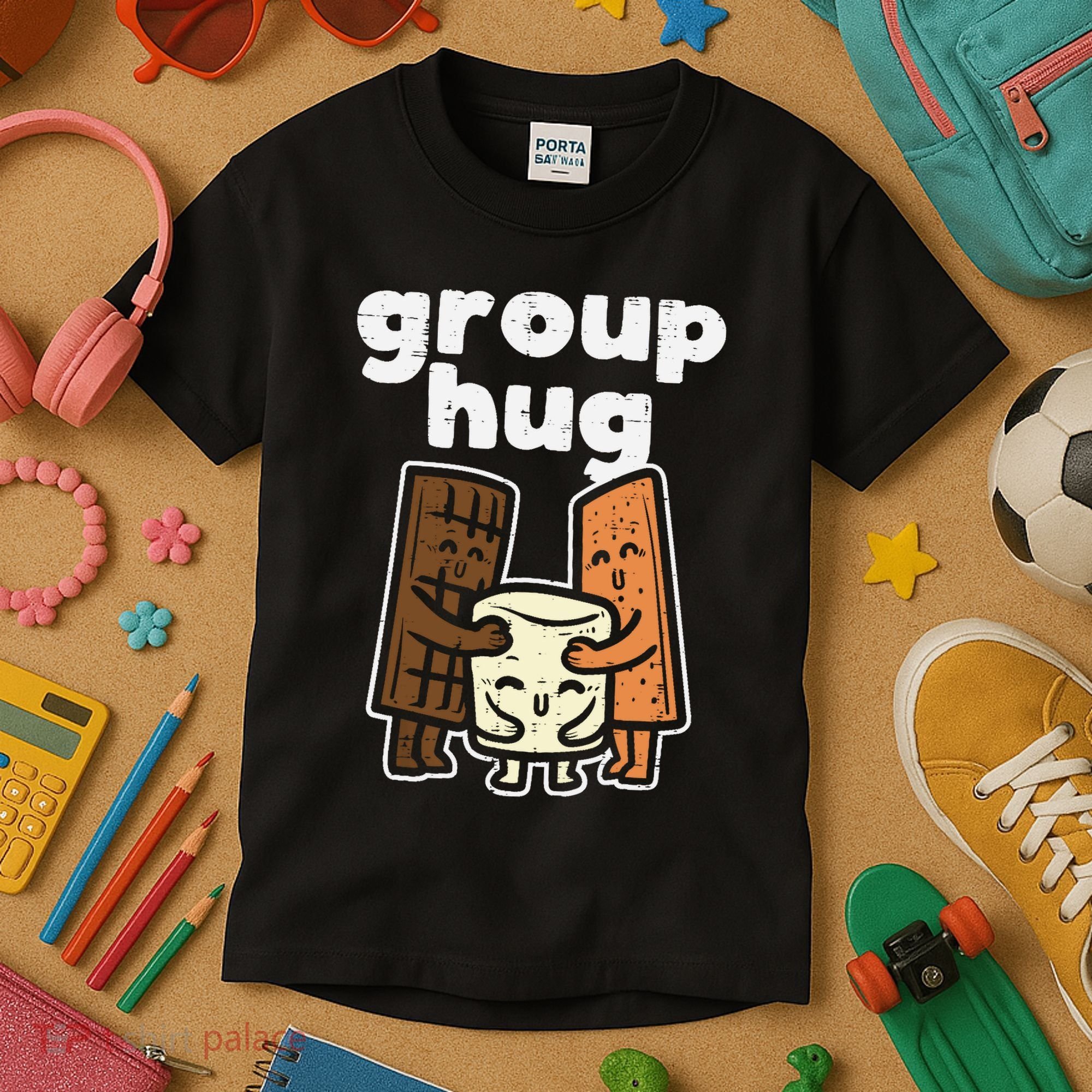 Group Hug Marshmallow Smore Funny Camping Pun Camper Family Kids T-Shirt