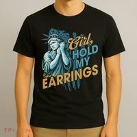 Girl Hold My Earrings, Anti Trump Political And Democracy T-Shirt thumb 3