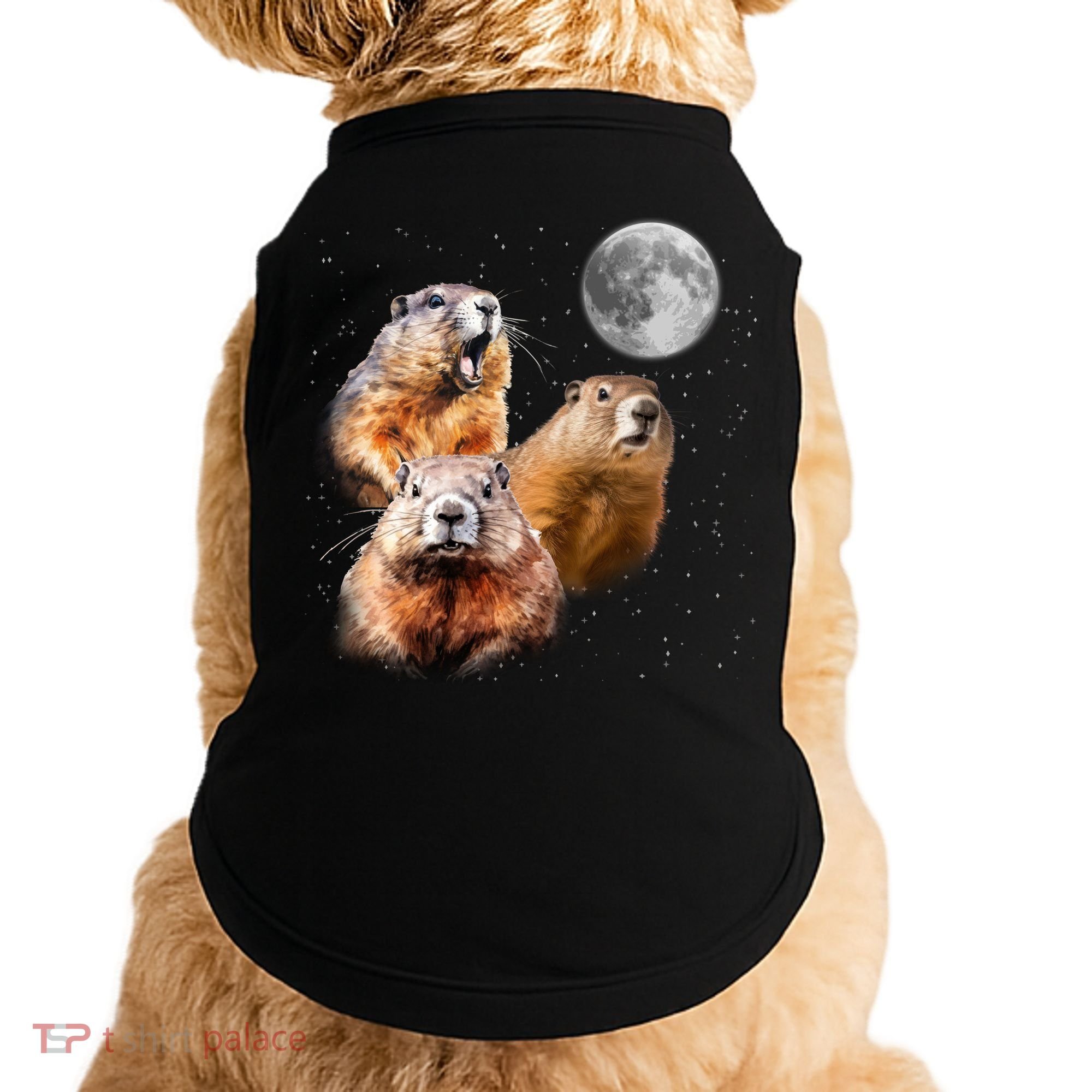 Groundhog Head Moon Funny Groundhog Day Doggie Tank