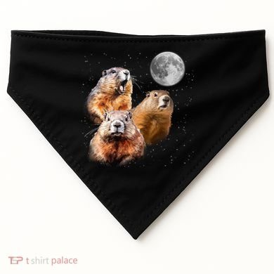 Groundhog Head Moon Funny Groundhog Day USA-Made Doggie Bandana
