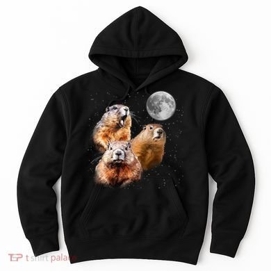 Groundhog Head Moon Funny Groundhog Day Hoodie