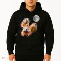 Groundhog Head Moon Funny Groundhog Day Hoodie thumb 2