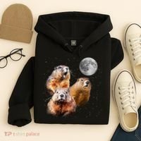 Groundhog Head Moon Funny Groundhog Day Hoodie thumb 4