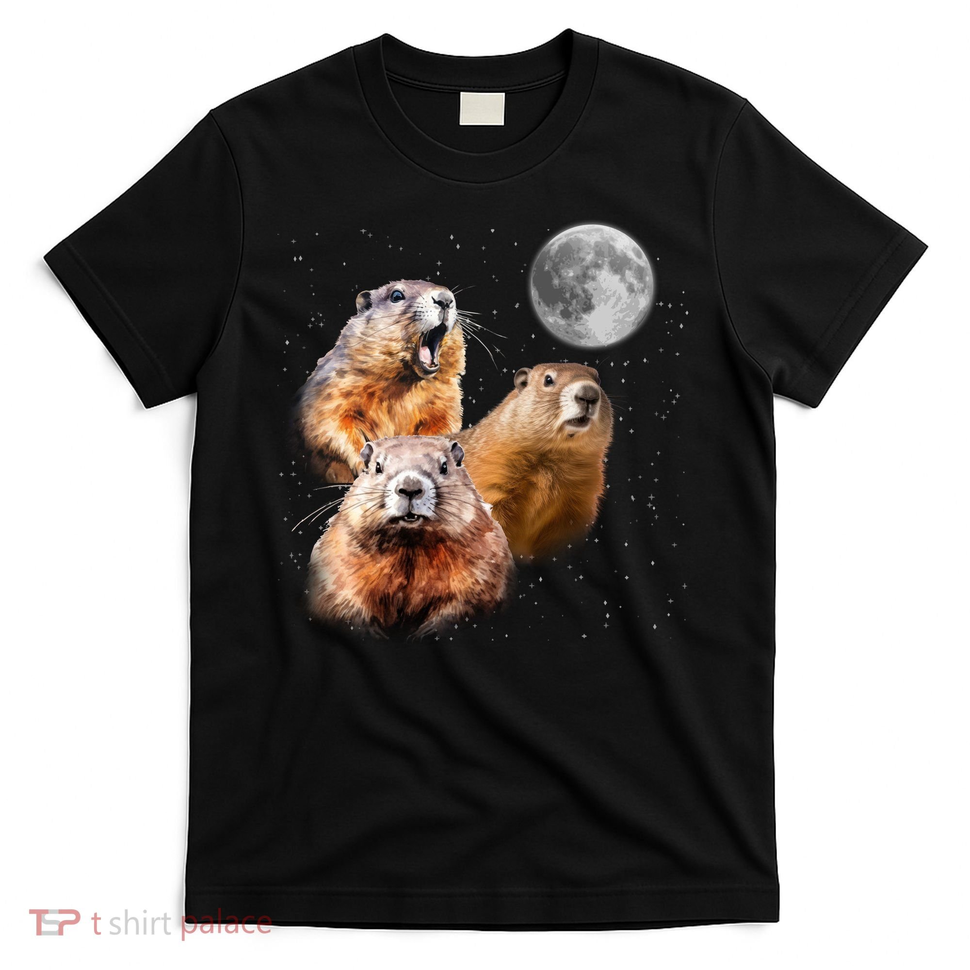 Groundhog Head Moon Funny Groundhog Day T-Shirt