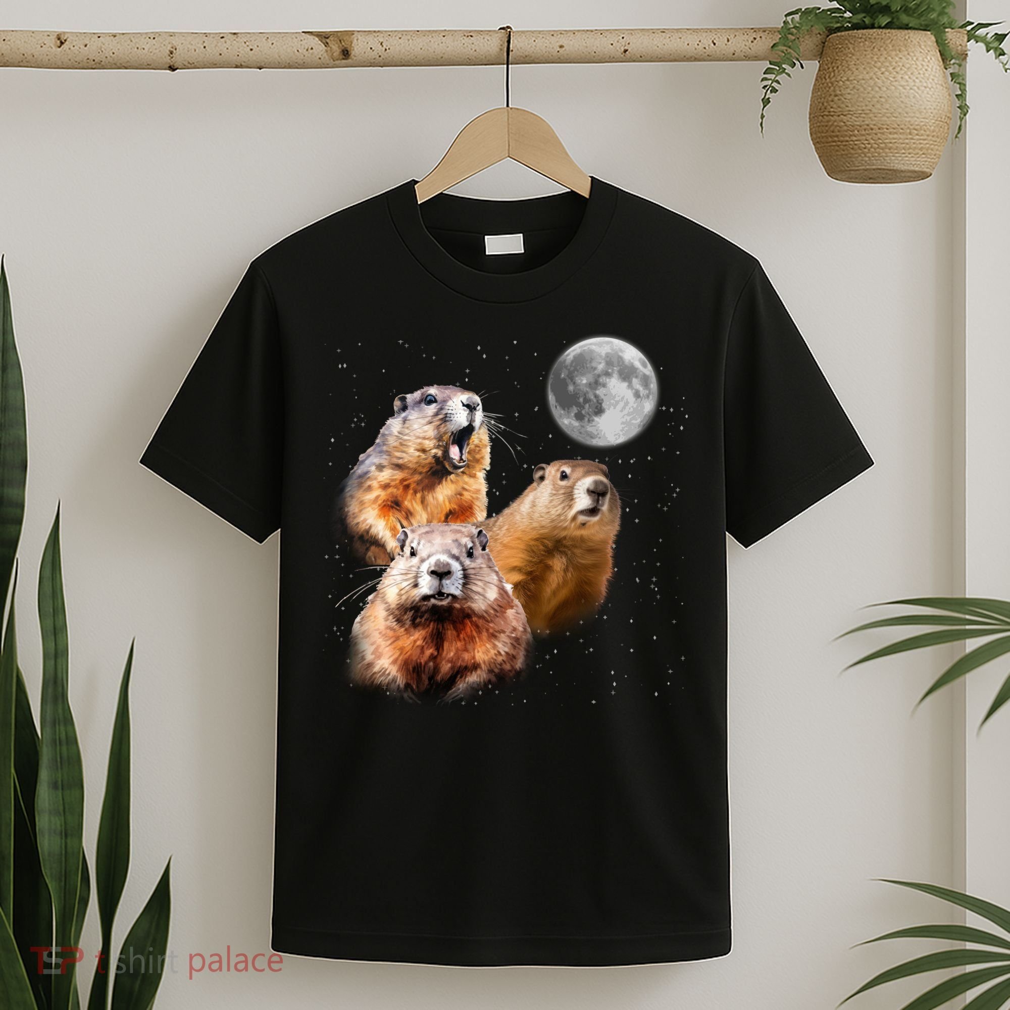 Groundhog Head Moon Funny Groundhog Day T-Shirt