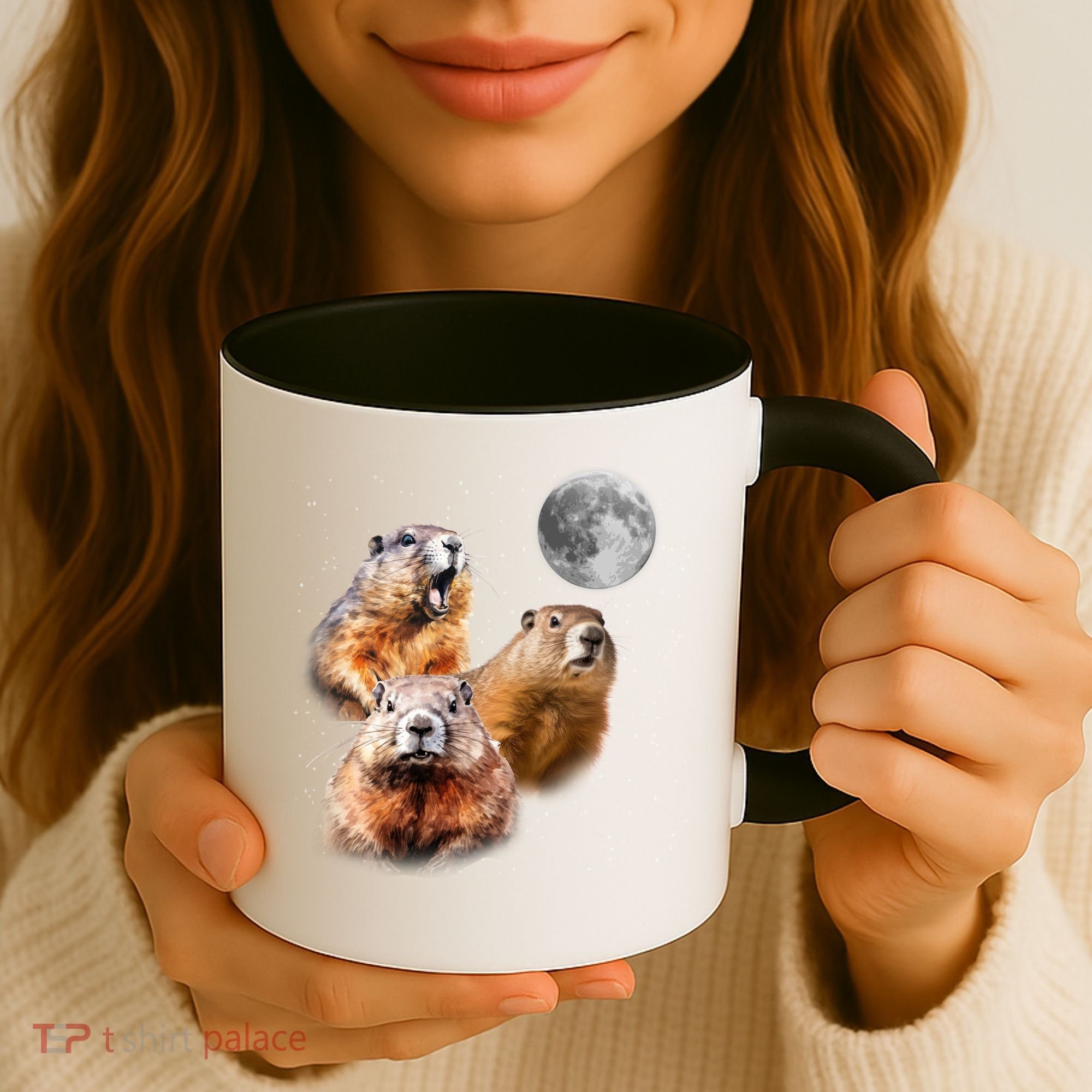 Groundhog Head Moon Funny Groundhog Day Coffee Mug