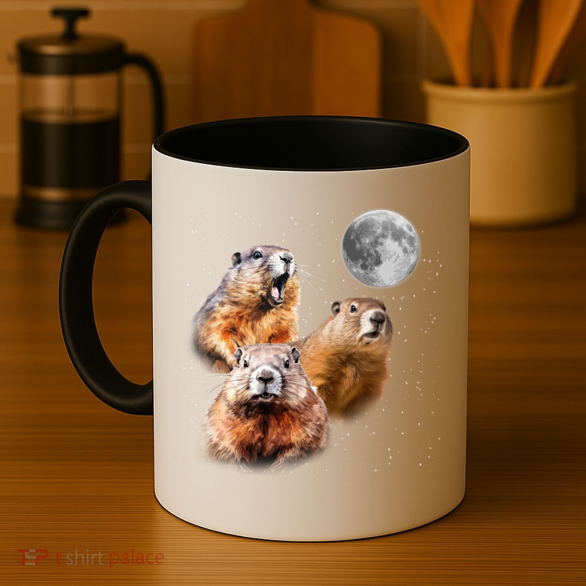 Groundhog Head Moon Funny Groundhog Day Coffee Mug