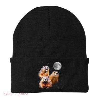 Groundhog Head Moon Funny Groundhog Day Beanie