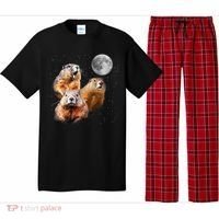 Groundhog Head Moon Funny Groundhog Day Pajama Set thumb 0