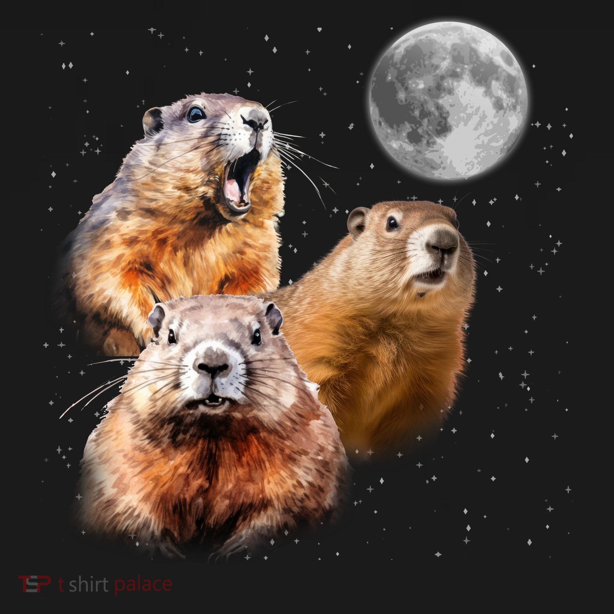 Groundhog Head Moon Funny Groundhog Day Polo