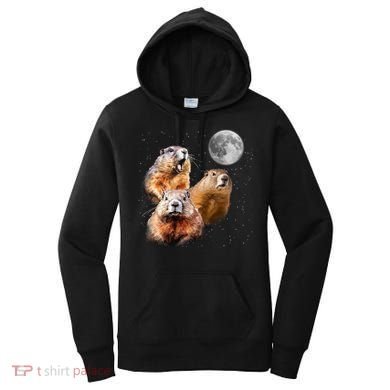 Groundhog Head Moon Funny Groundhog Day Women's Hoodie