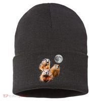 Groundhog Head Moon Funny Groundhog Day Sustainable Knit Beanie thumb 0