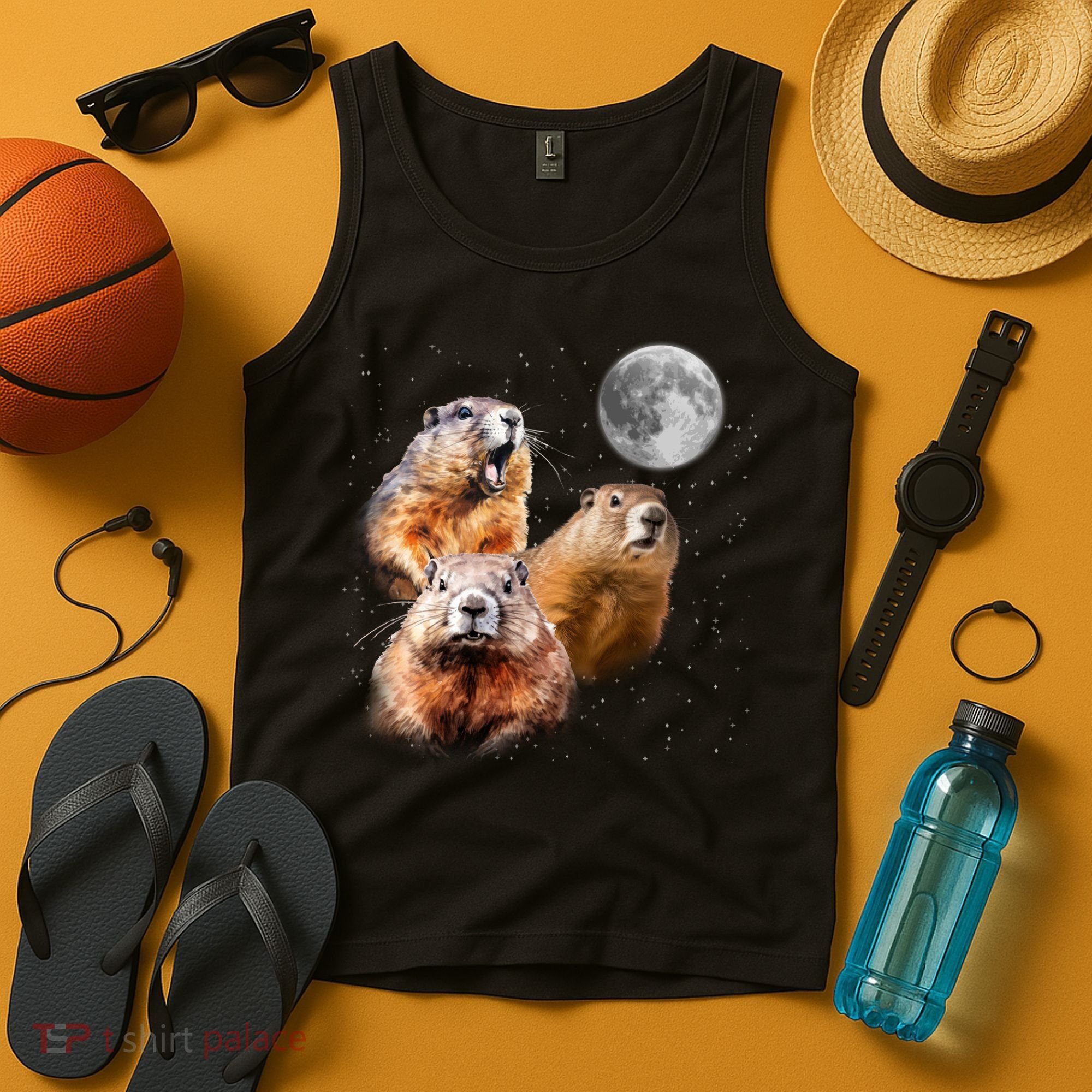 Groundhog Head Moon Funny Groundhog Day Tank Top
