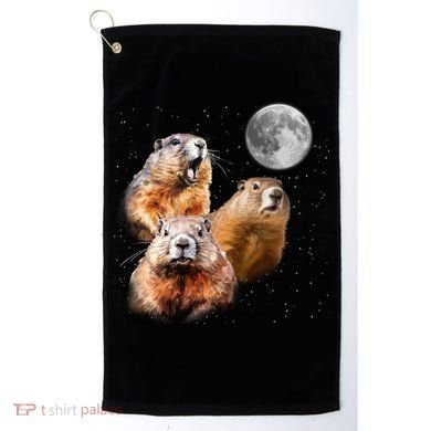 Groundhog Head Moon Funny Groundhog Day Golf Towel