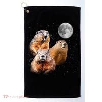 Groundhog Head Moon Funny Groundhog Day Golf Towel thumb 0