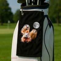 Groundhog Head Moon Funny Groundhog Day Golf Towel thumb 2