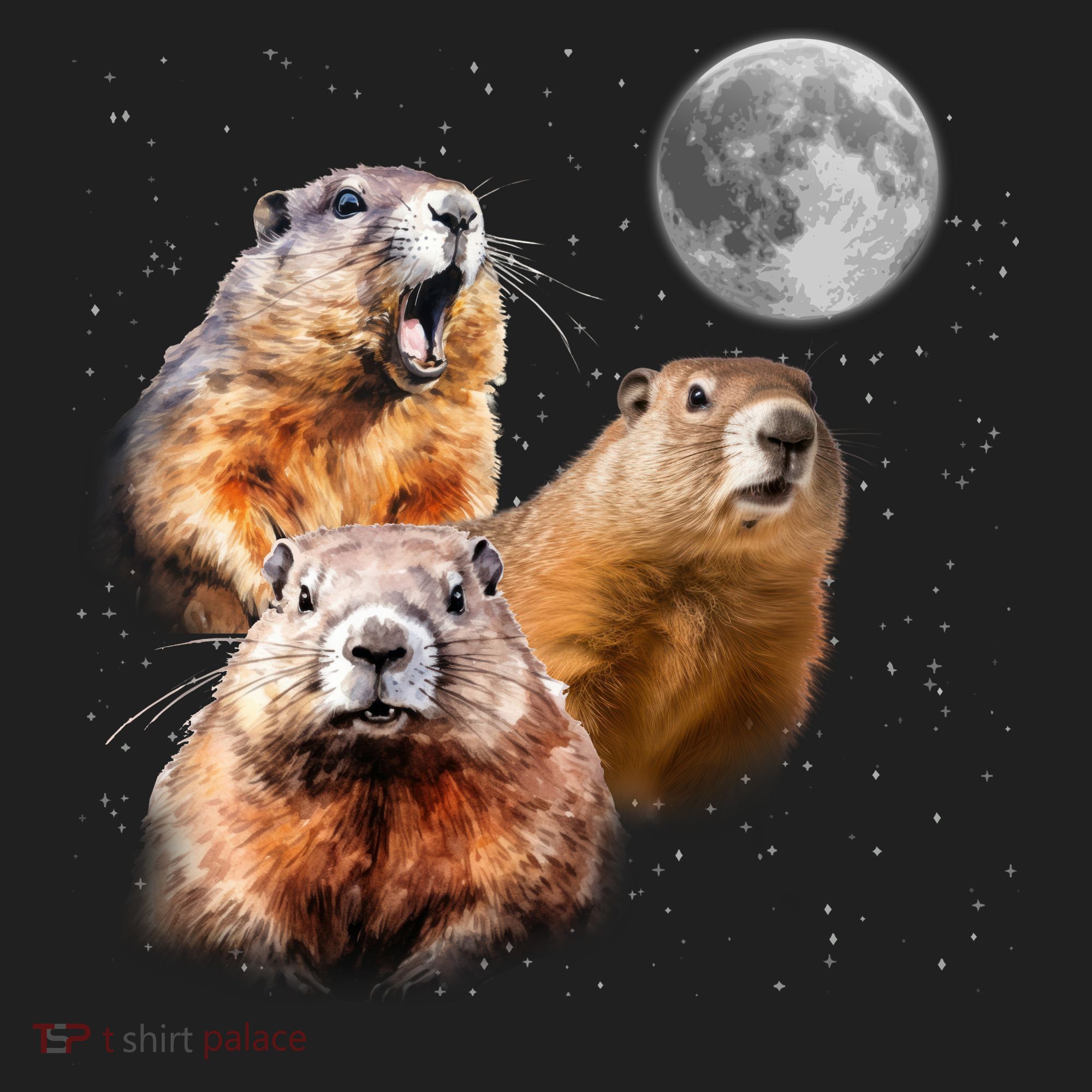 Groundhog Head Moon Funny Groundhog Day Golf Towel