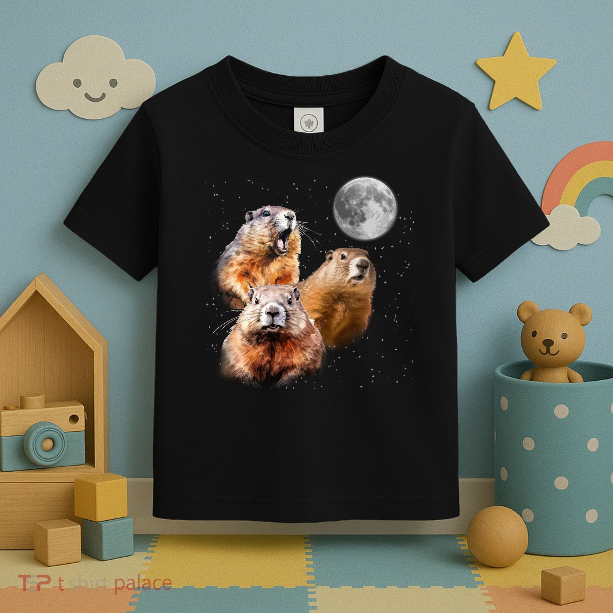 Groundhog Head Moon Funny Groundhog Day Toddler T-Shirt