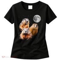 Groundhog Head Moon Funny Groundhog Day Women's T-Shirt thumb 0
