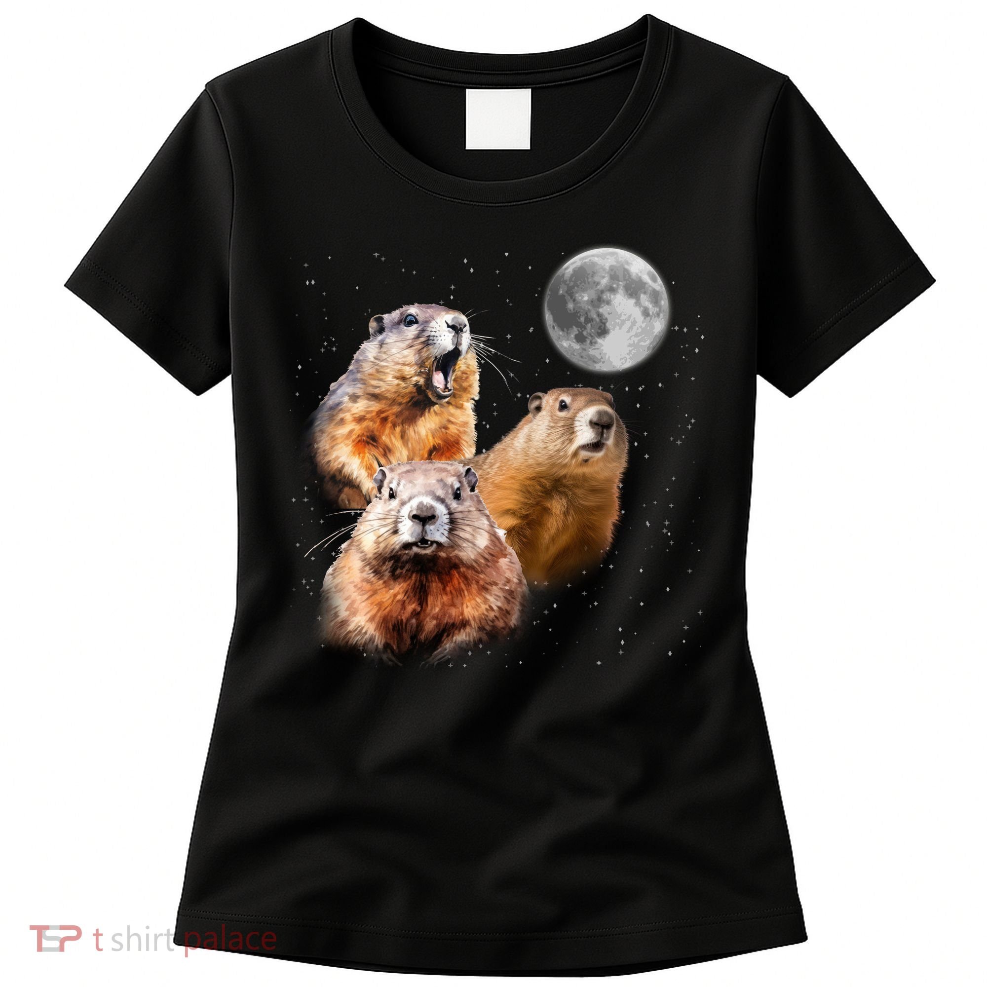 Groundhog Head Moon Funny Groundhog Day Women's T-Shirt