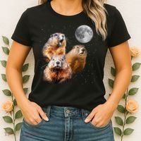 Groundhog Head Moon Funny Groundhog Day Women's T-Shirt thumb 2