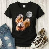 Groundhog Head Moon Funny Groundhog Day Women's T-Shirt thumb 3