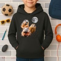 Groundhog Head Moon Funny Groundhog Day Kids Hoodie thumb 2