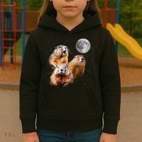 Groundhog Head Moon Funny Groundhog Day Kids Hoodie thumb 3