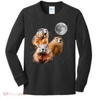 Groundhog Head Moon Funny Groundhog Day Kids Long Sleeve Shirt thumb 0