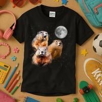 Groundhog Head Moon Funny Groundhog Day Kids T-Shirt thumb 3