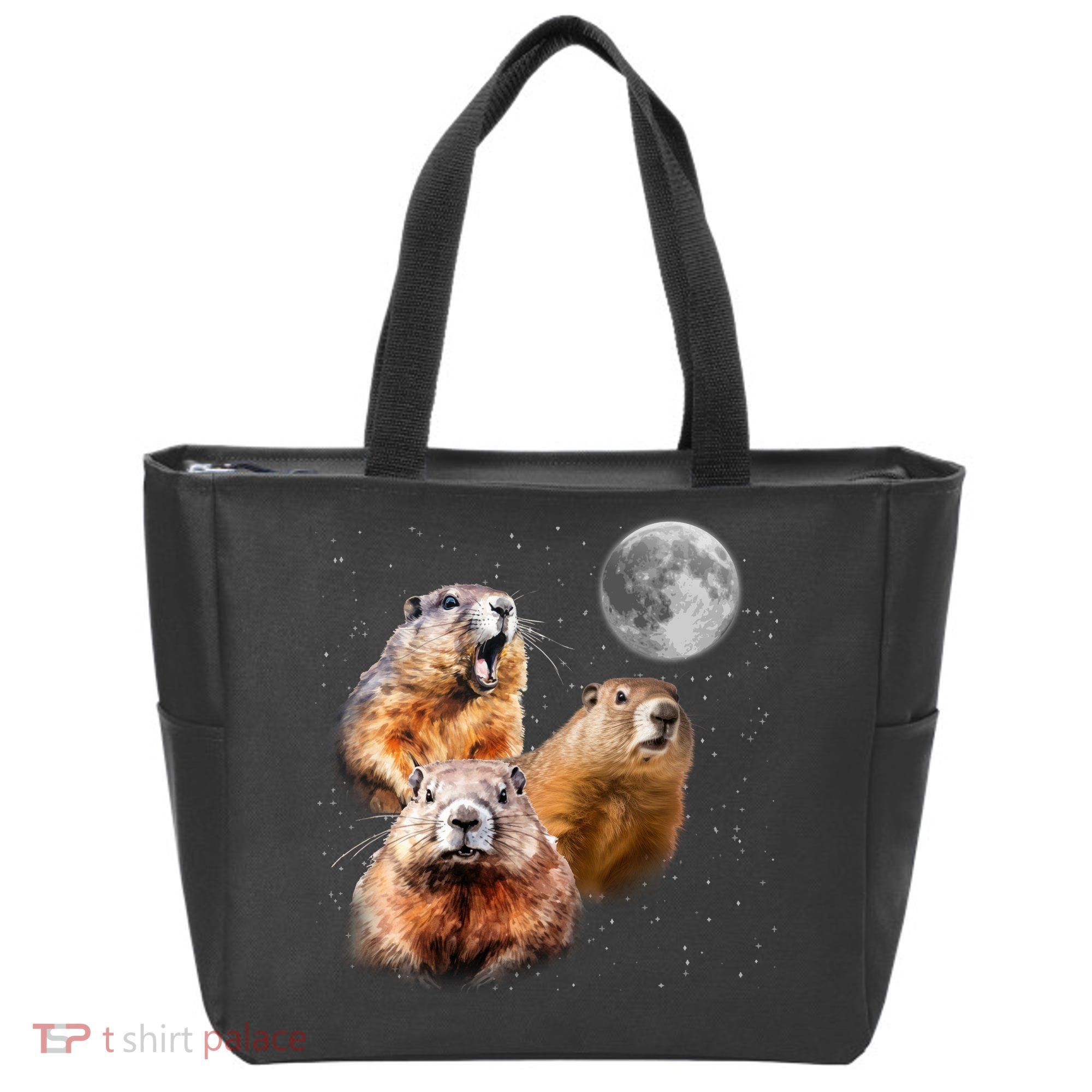 Groundhog Head Moon Funny Groundhog Day Tote Bag