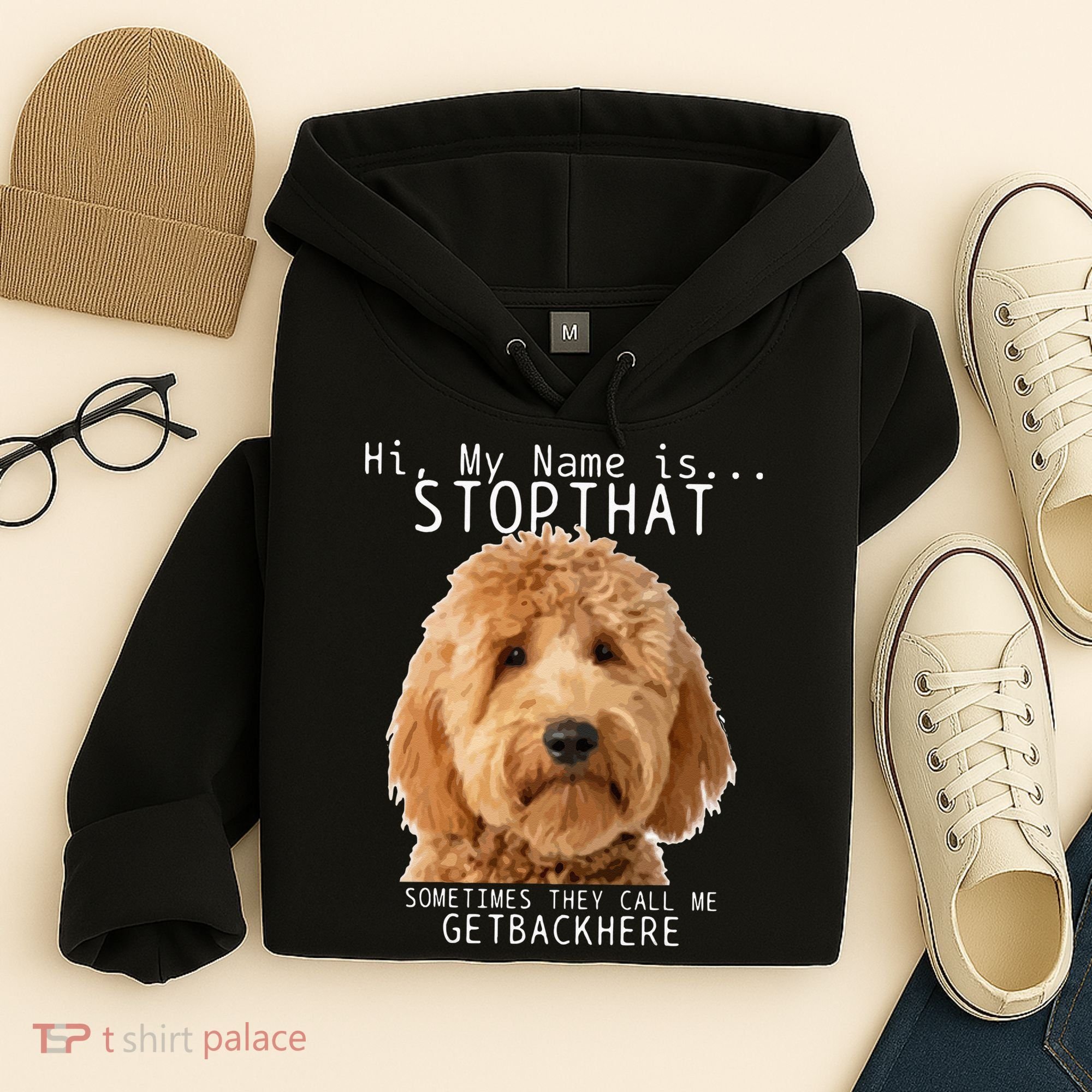 Goldendoodle Hi My Name Is Stop That Funny Dog Doodle Mom Hoodie