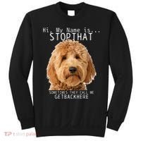 Goldendoodle Hi My Name Is Stop That Funny Dog Doodle Mom Sweatshirt thumb 0