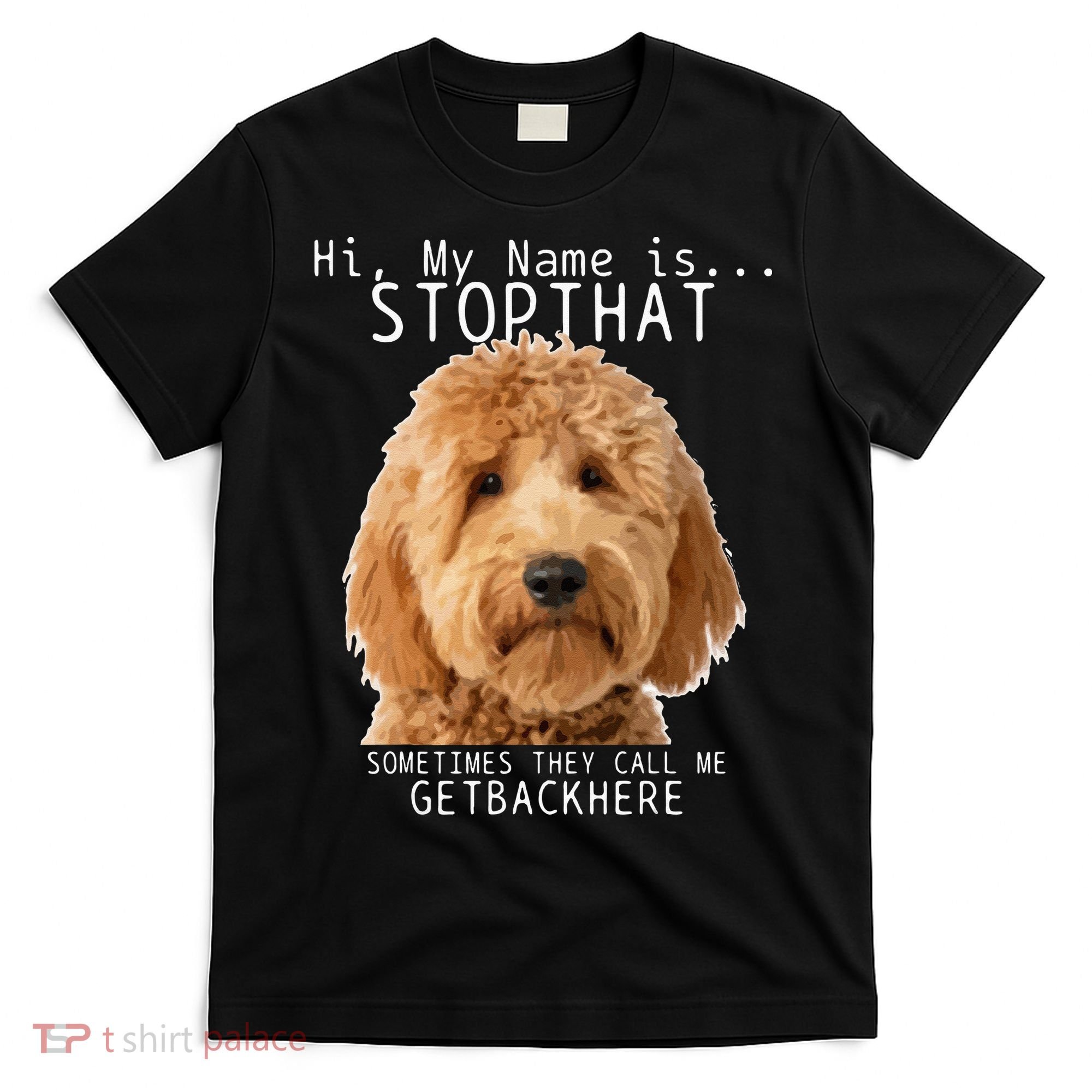 Goldendoodle Hi My Name Is Stop That Funny Dog Doodle Mom T-Shirt