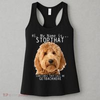 Goldendoodle Hi My Name Is Stop That Funny Dog Doodle Mom Women's Tank Top thumb 3