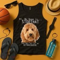 Goldendoodle Hi My Name Is Stop That Funny Dog Doodle Mom Tank Top thumb 4