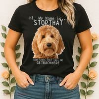 Goldendoodle Hi My Name Is Stop That Funny Dog Doodle Mom Women's T-Shirt thumb 2