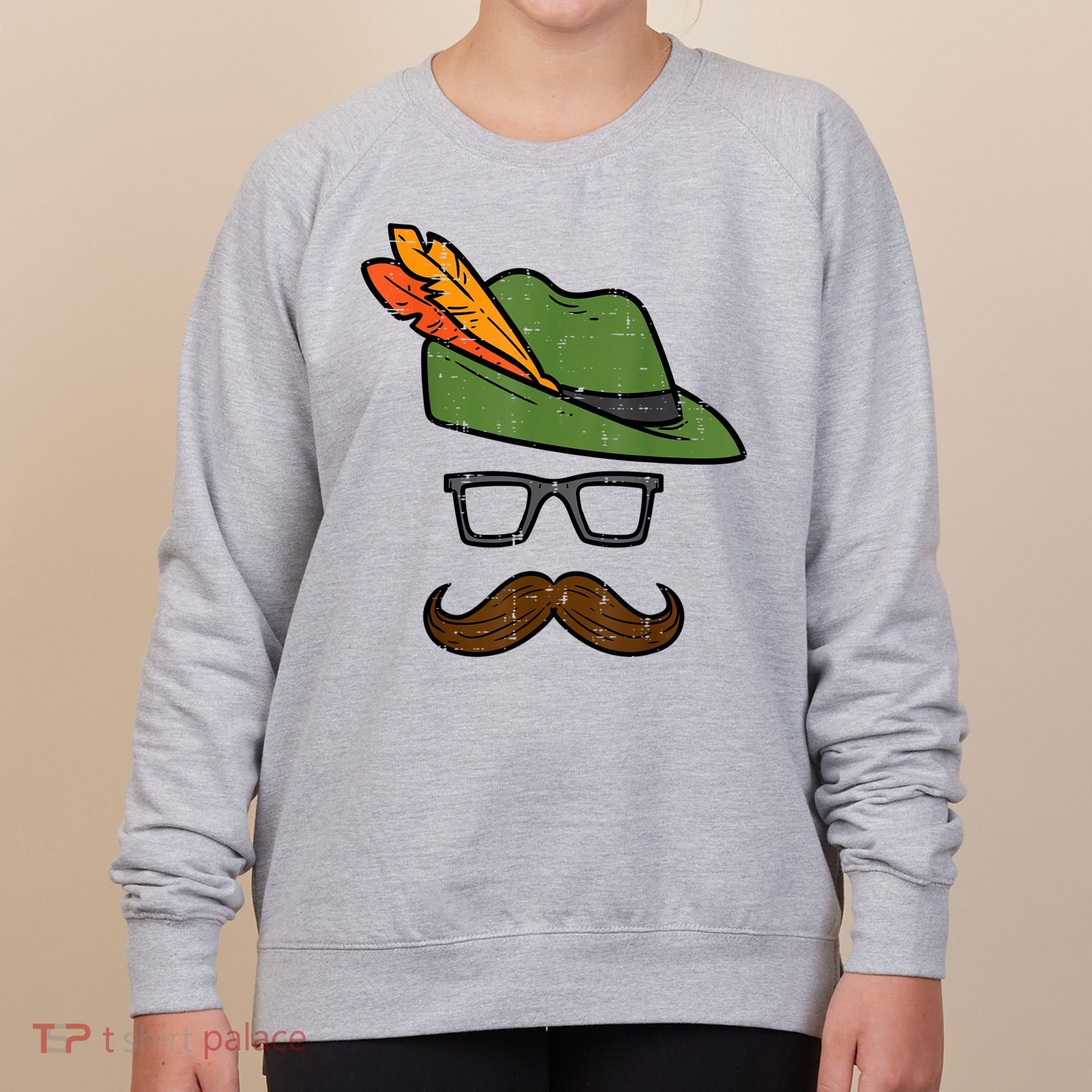 German Hat Mustache Costume Bavarian Oktoberfest Women's Sweatshirt
