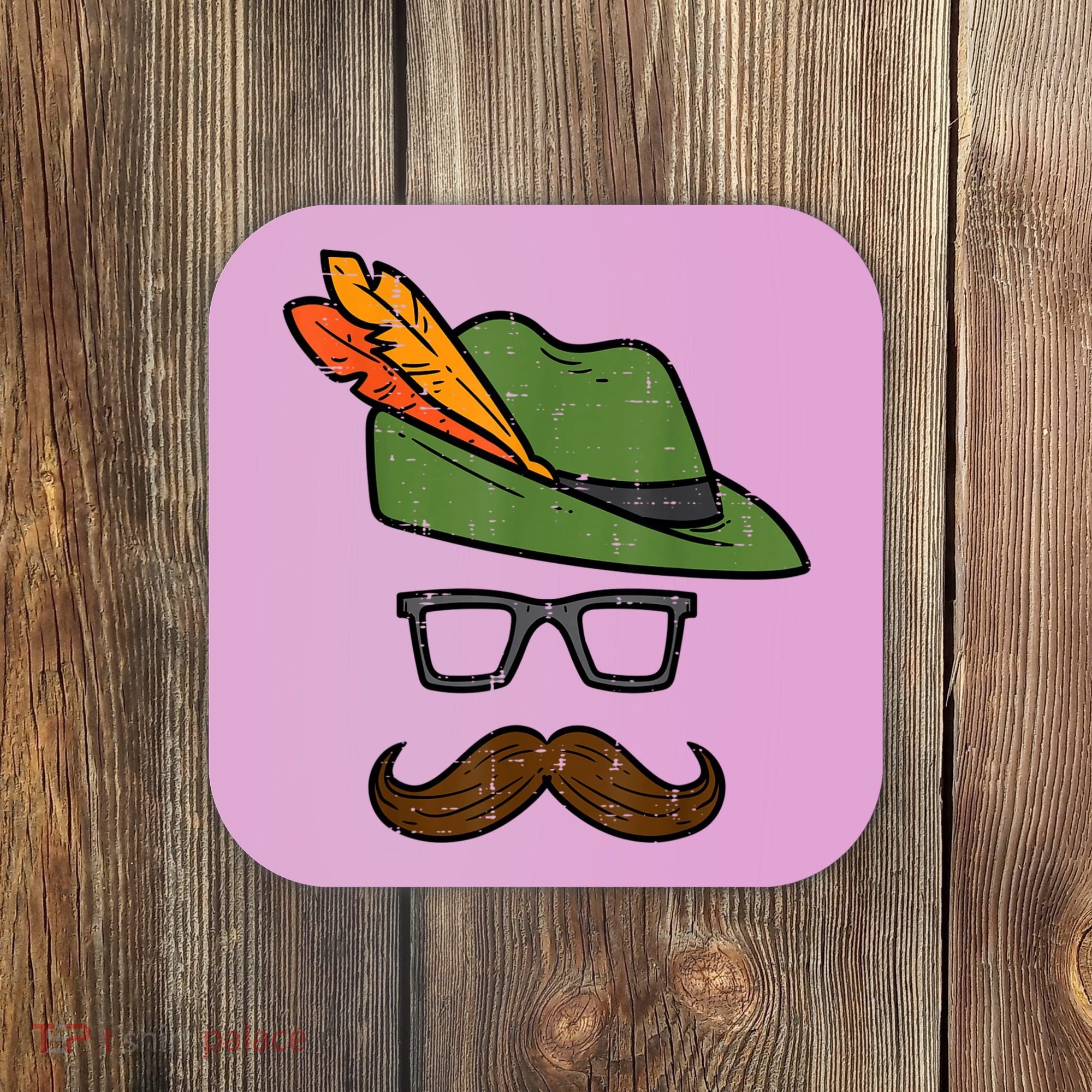 German Hat Mustache Costume Bavarian Oktoberfest Coaster