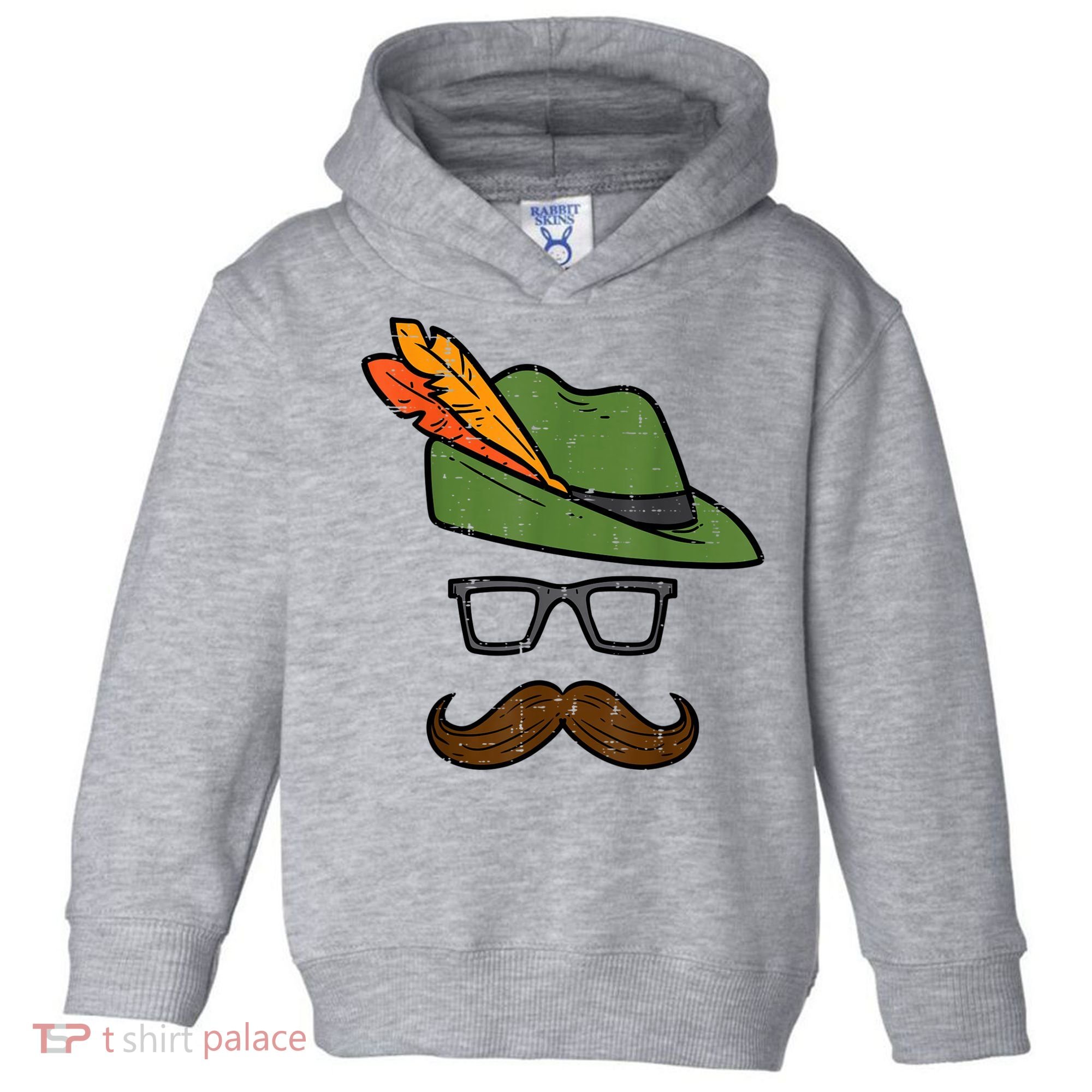 German Hat Mustache Costume Bavarian Oktoberfest Toddler Hoodie