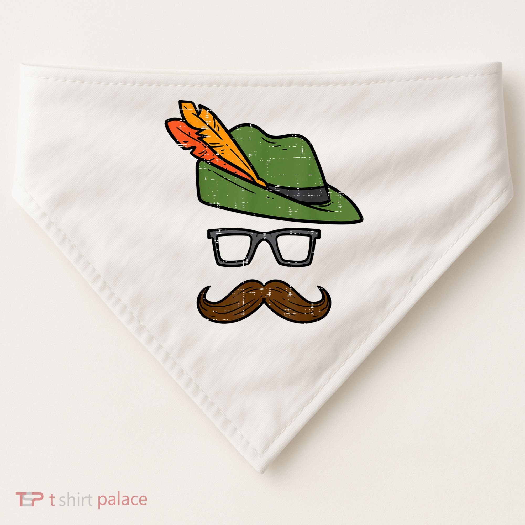German Hat Mustache Costume Bavarian Oktoberfest USA-Made Doggie Bandana